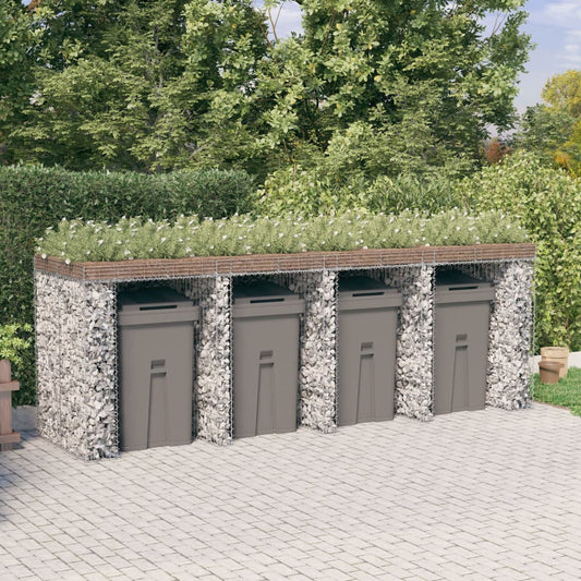 Gabionvegg for søppelkasse 350x91x120 cm galvanisert jern