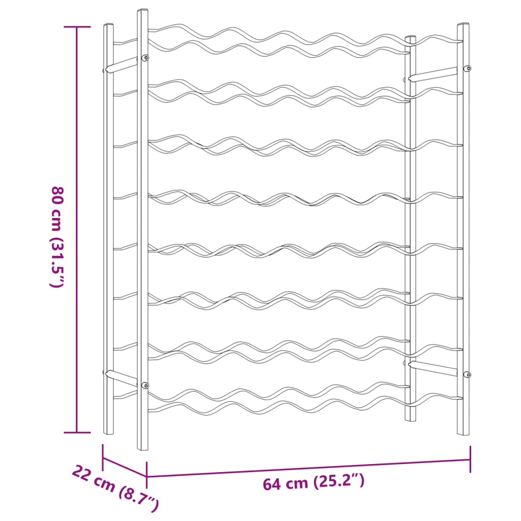 Vinstativ for 48 flasker metall hvit