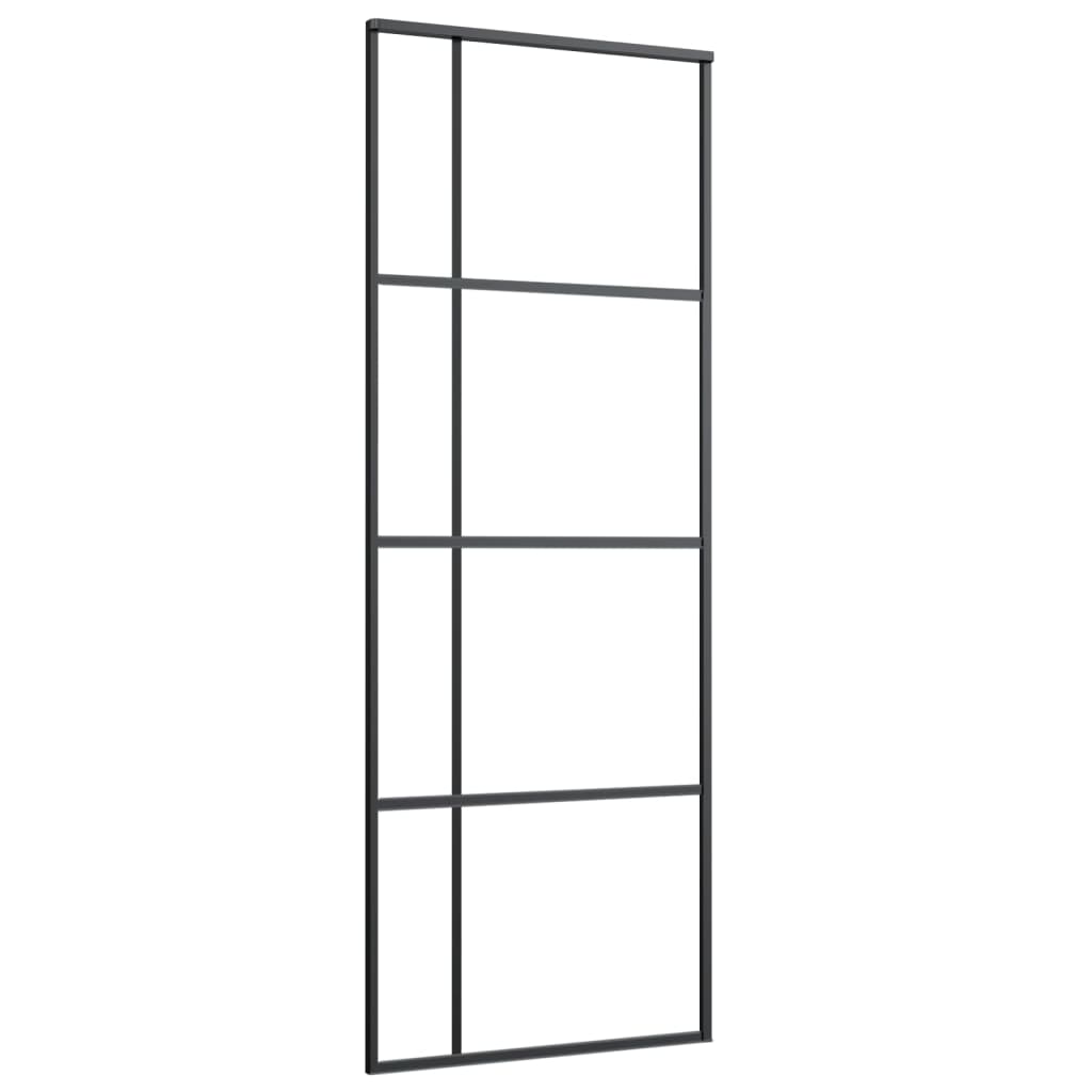 Skyvedør frostet ESG-glass og aluminium 76x205 cm svart