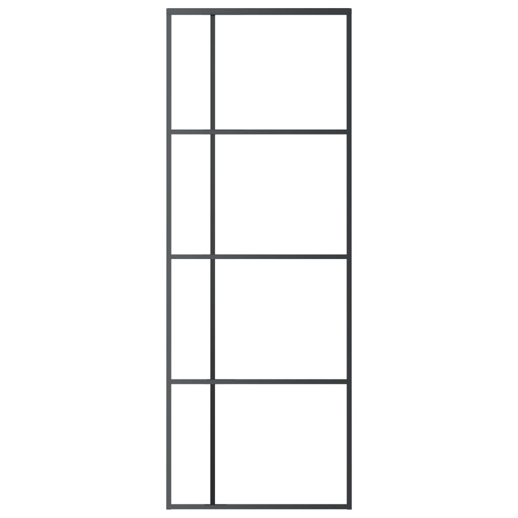 Skyvedør frostet ESG-glass og aluminium 76x205 cm svart