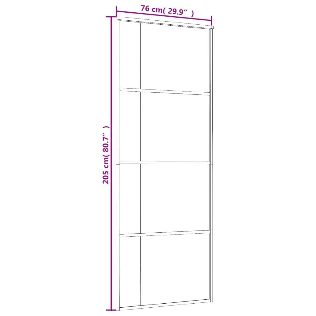 Skyvedør frostet ESG-glass og aluminium 76x205 cm svart