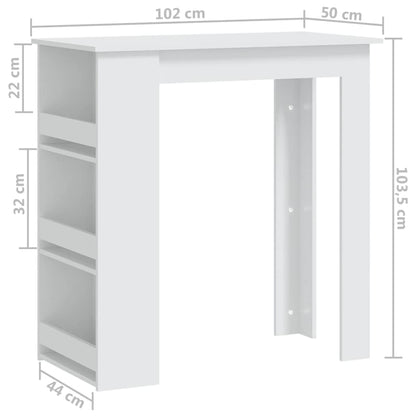 Barbord med oppbevaring hvit 102x50x103,5 cm konstruert tre