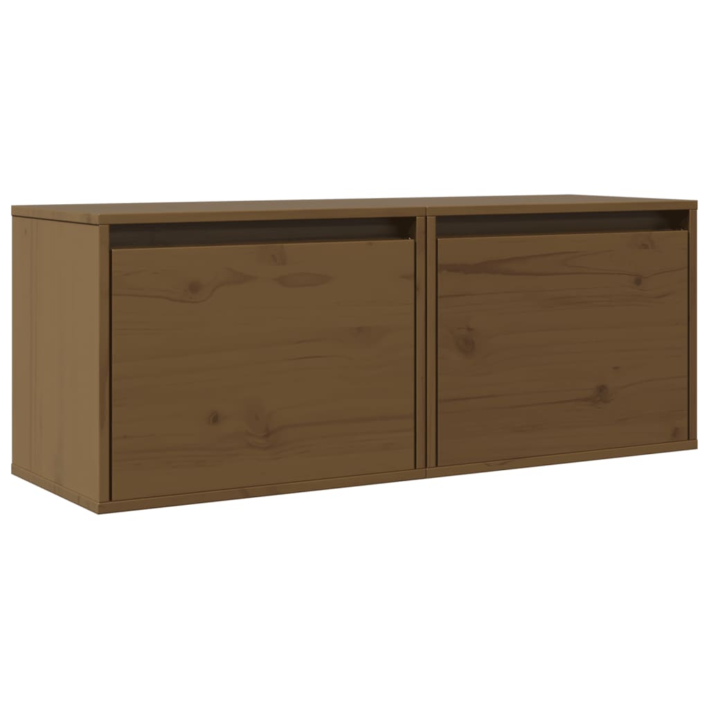 Veggskap 2 stk honningbrun 45x30x35 cm heltre furu