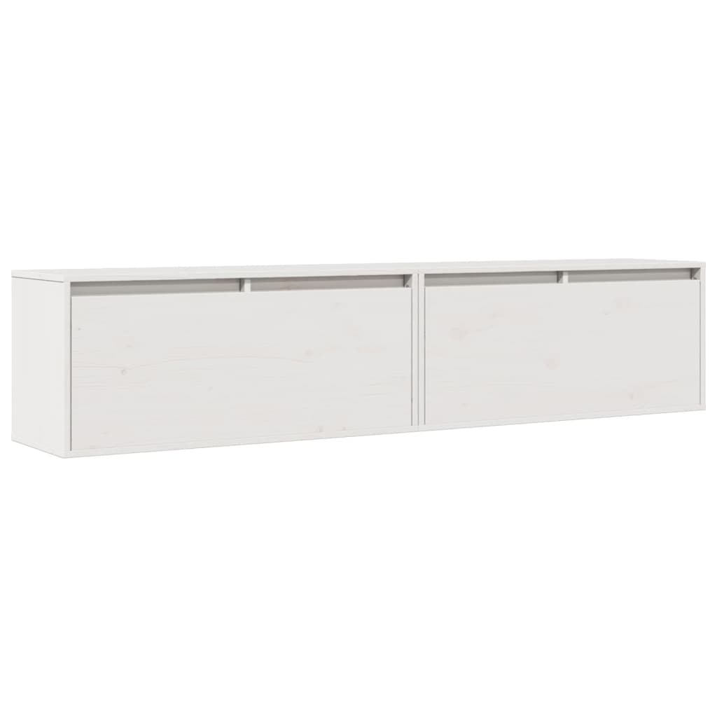 Veggskap 2 stk hvit 80x30x35 cm heltre furu