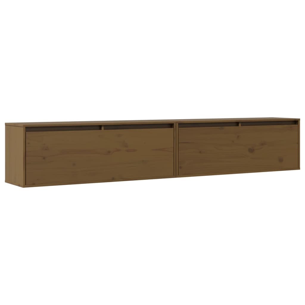 Veggskap 2 stk honningbrun 100x30x35 cm heltre furu