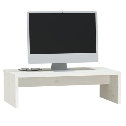 Monitorstativ hvit 50x27x15 cm heltre furu