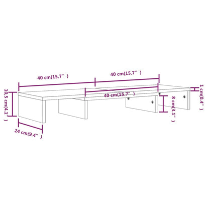 Monitorstativ hvit 80x24x10,5 cm heltre furu