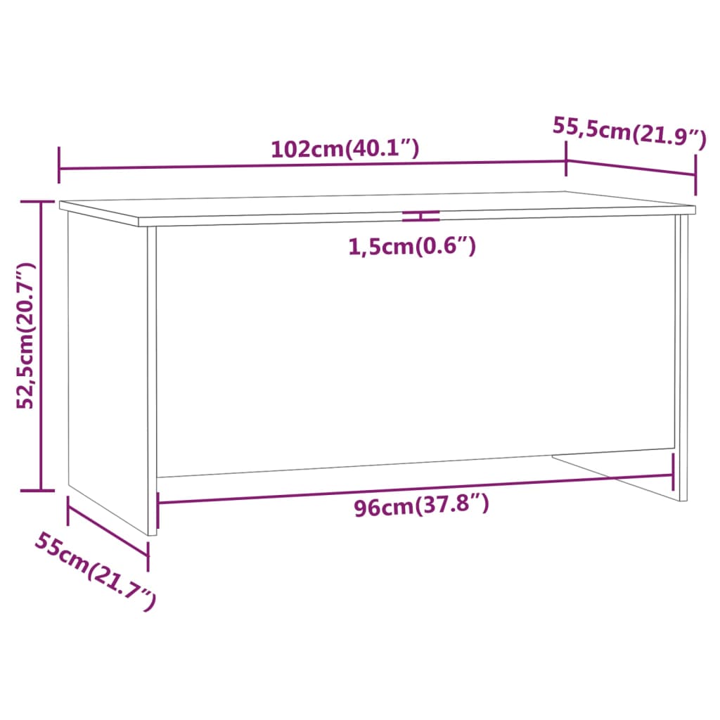 Salongbord høyglans hvit 102x55,5x52,5 cm konstruert tre