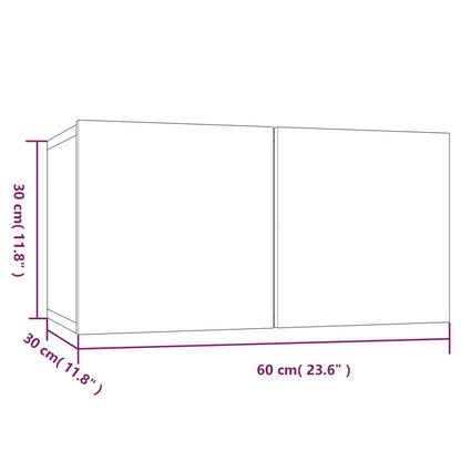 Hengende TV-benker grå sonoma 60x30x30 cm konstruert tre