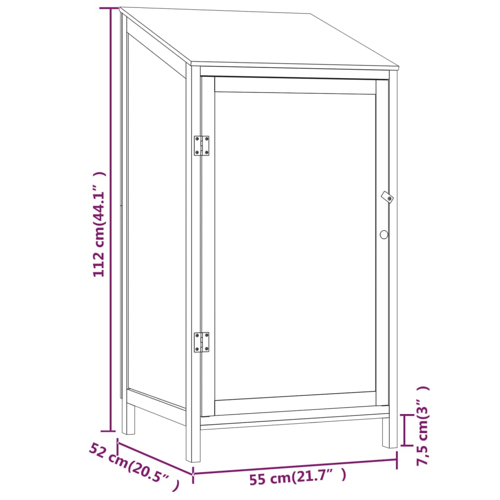Hageskur hvit 55x52x112 cm heltre gran