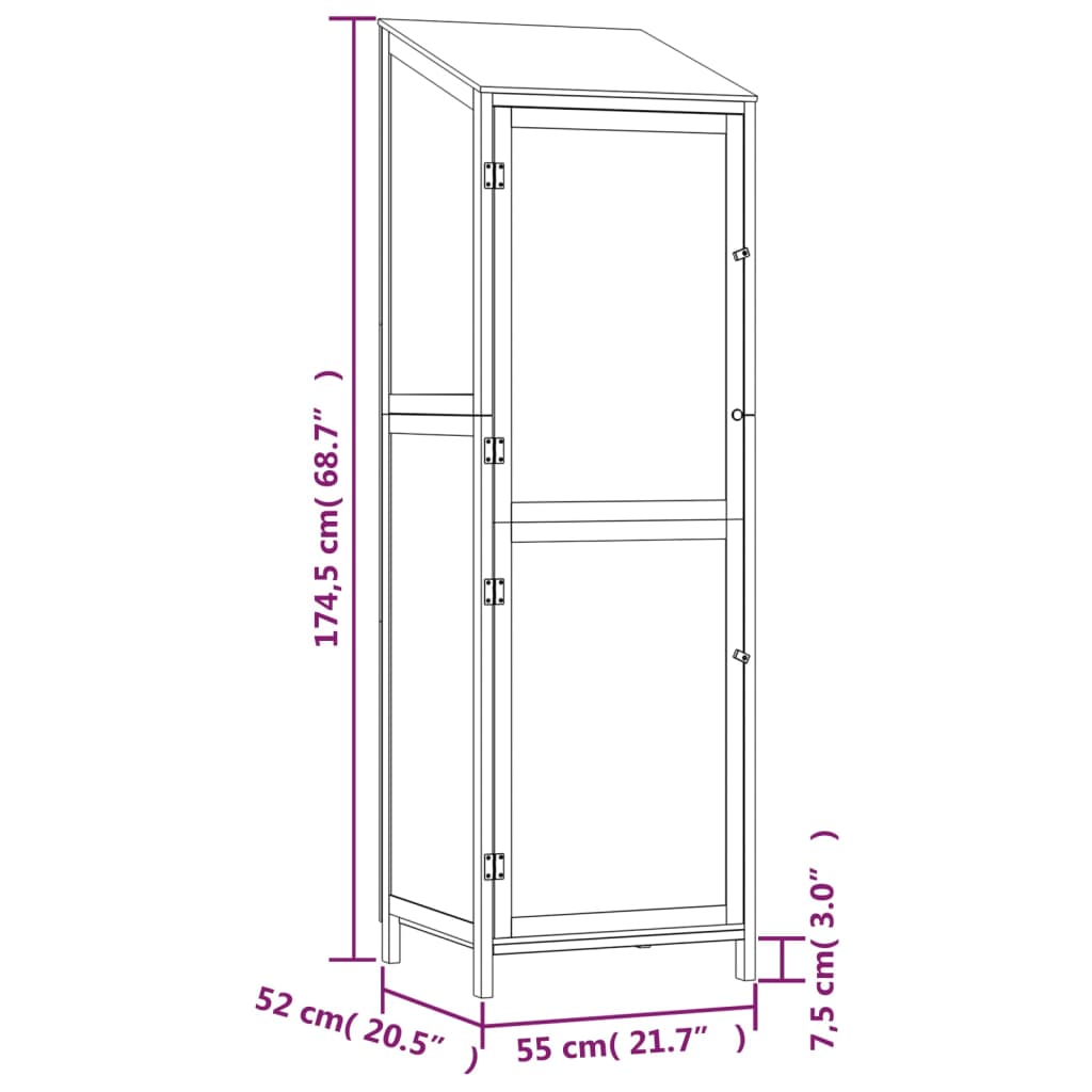 Hageskur 55x52x174,5 cm heltre gran