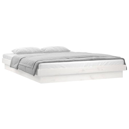 Sengeramme med LED hvit 120x200 cm heltre