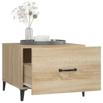 Salongbord med metallben 2 stk sonoma eik 50x50x40 cm