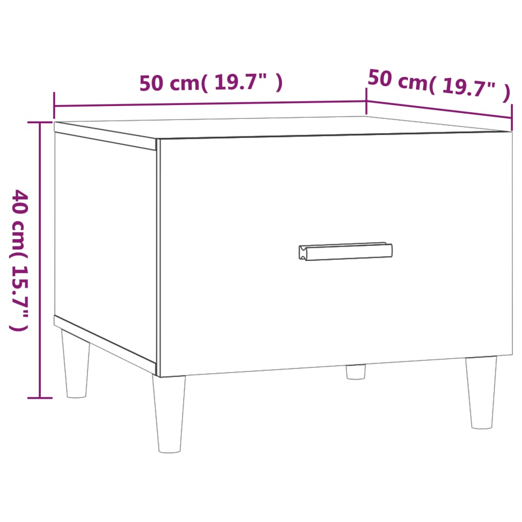 Salongbord 2 stk brun eik 50x50x40 cm konstruert tre