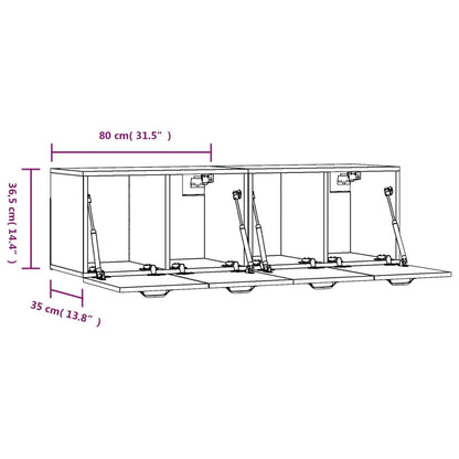 Veggskap 2 stk høyglans hvit 80x36,5x35 cm konstruert tre