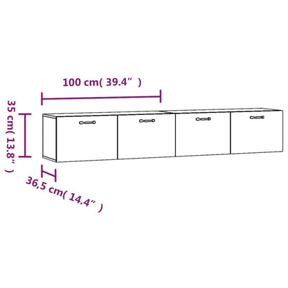 Veggskap 2 stk røkt eik 100x36,5x35 cm konstruert tre