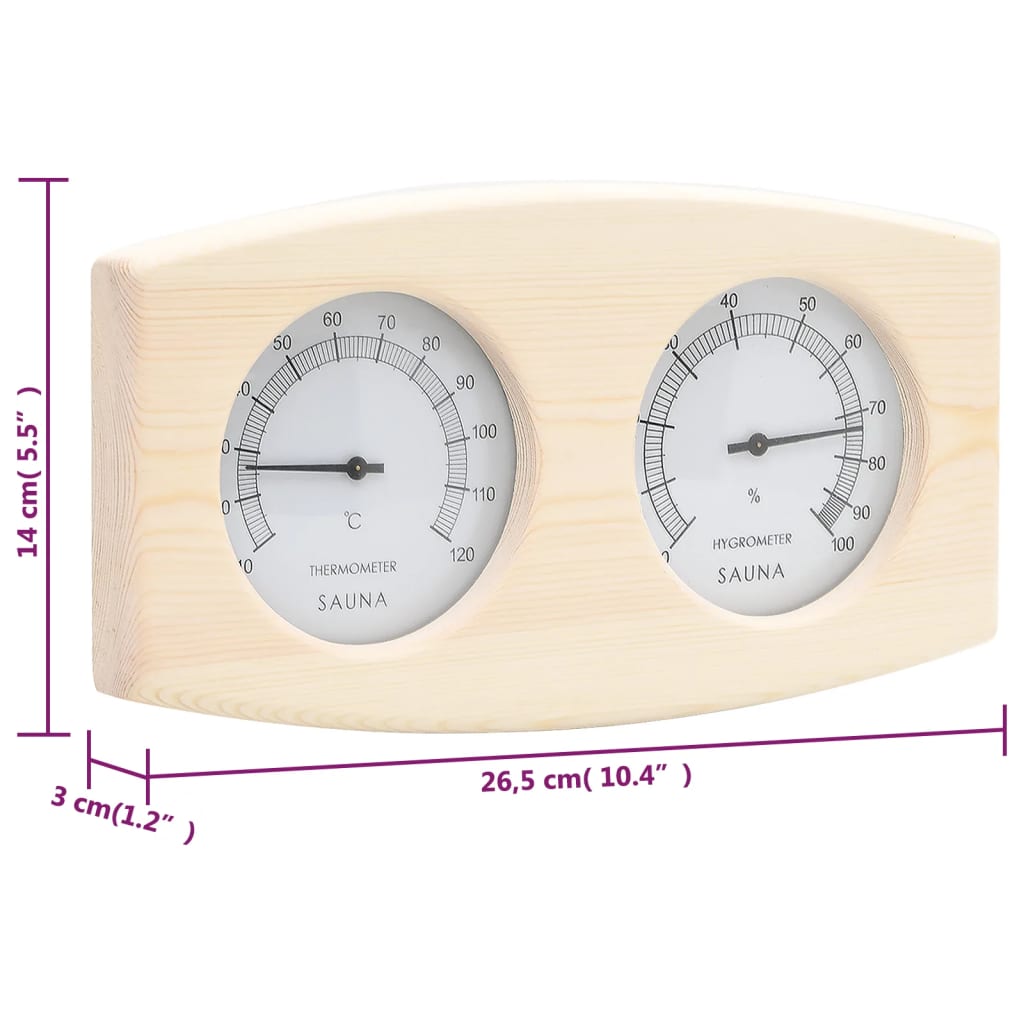 2-i-1 Hygrometer og timeglass til badstue heltre furu