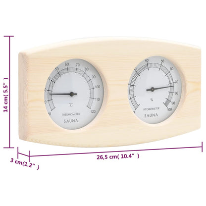 2-i-1 Hygrometer og timeglass til badstue heltre furu