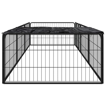 Hundegrind med 8 paneler svart 100x50 cm pulverlakkert stål