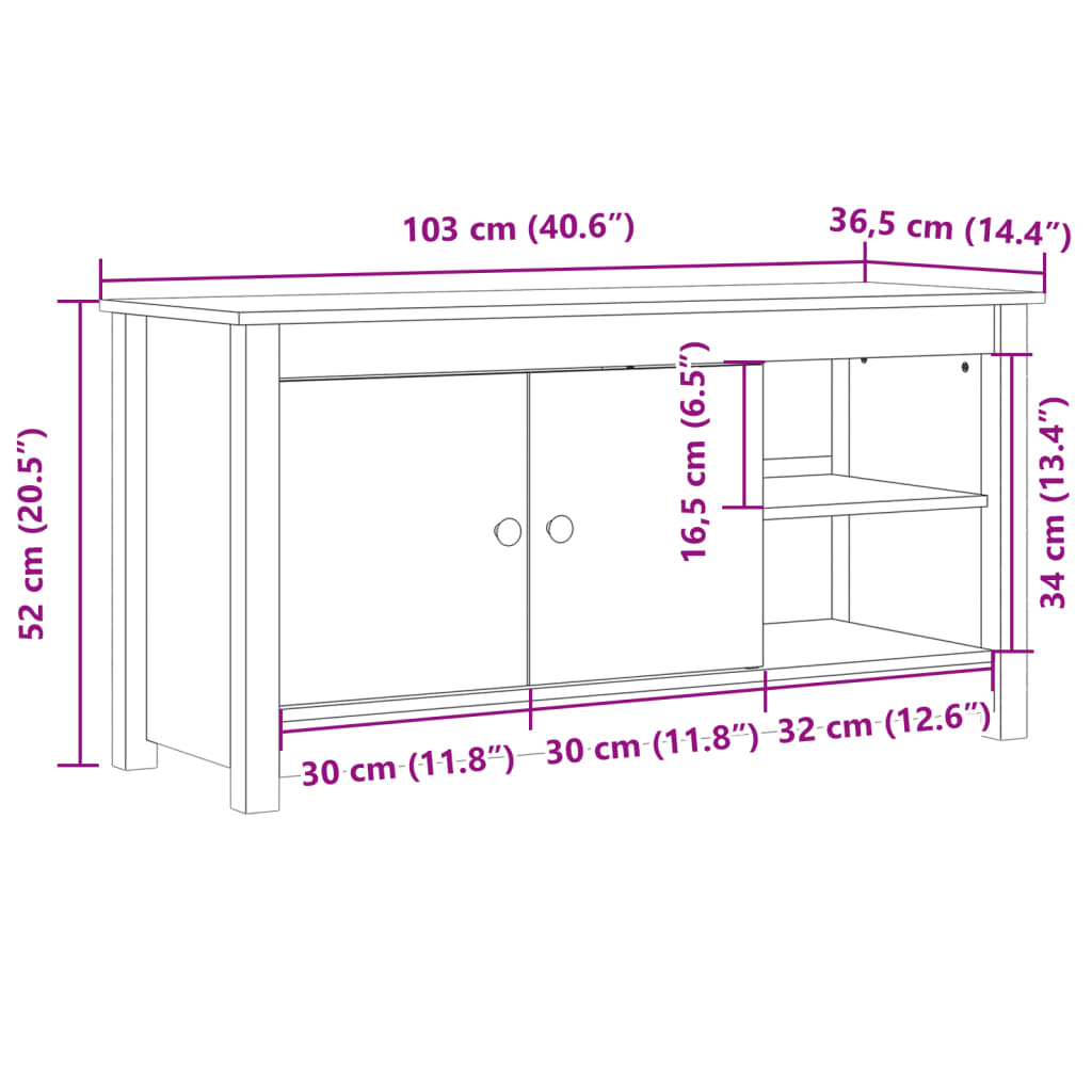 TV-benk 103x36,5x52 cm heltre furu