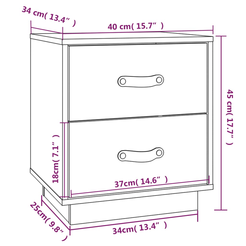  vidaXL Nattbord svart 40x34x45 heltre furu