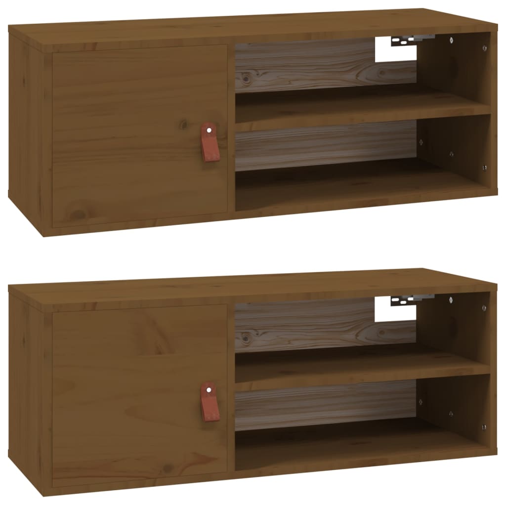 Veggskap 2 stk honningbrun 80x30x30 cm heltre furu