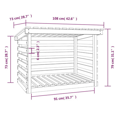 Vedstativ hvit 108x73x79 cm heltre furu