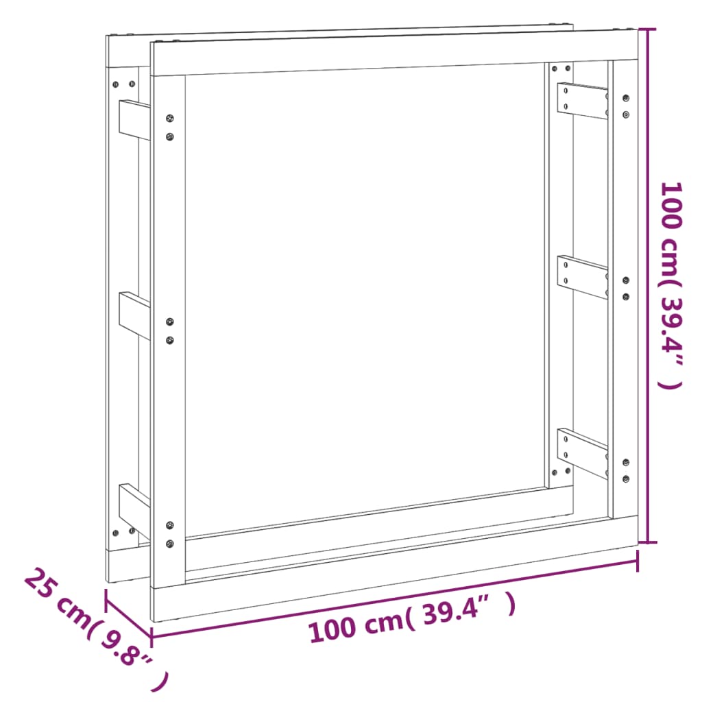 Vedstativ 100x25x100 cm heltre furu