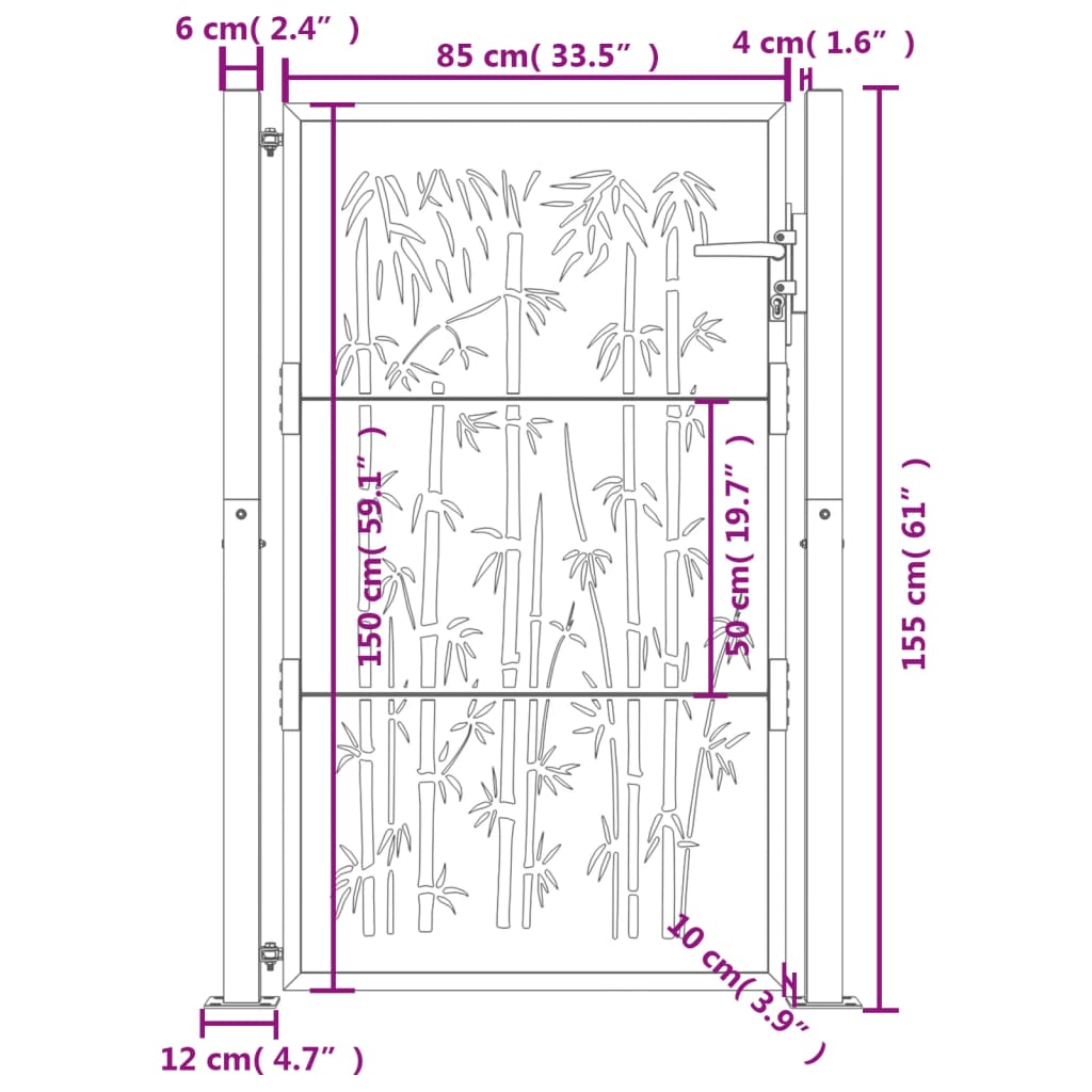 Hageport 105x155 cm cortenstål bambusdesign
