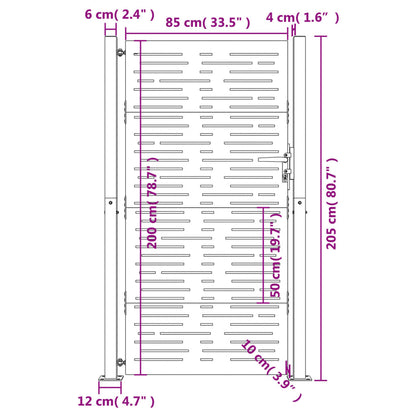 Hageport 105x205 cm cortenstål firkantet design