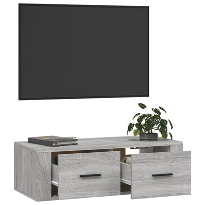 Hengende TV-benk grå sonoma 80x36x25 cm konstruert tre