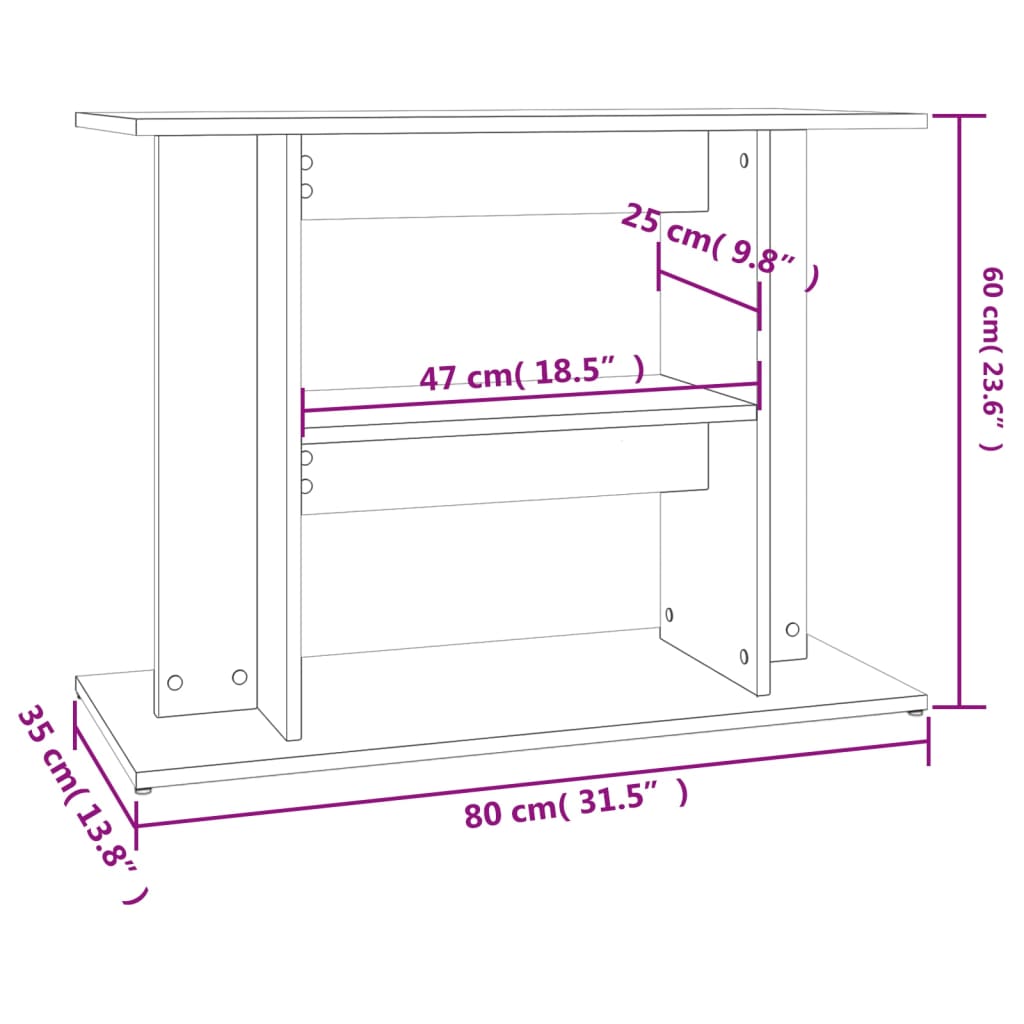 Akvariumstativ sonoma eik 80x35x60 cm konstruert tre