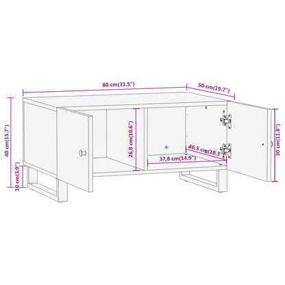 Salongbord brun og svart 80x50x40 cm heltre furu