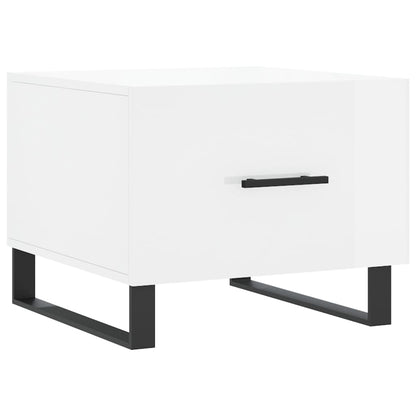 Salongbord høyglans hvit 50x50x40 cm konstruert tre