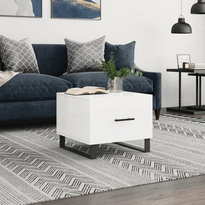 Salongbord høyglans hvit 50x50x40 cm konstruert tre