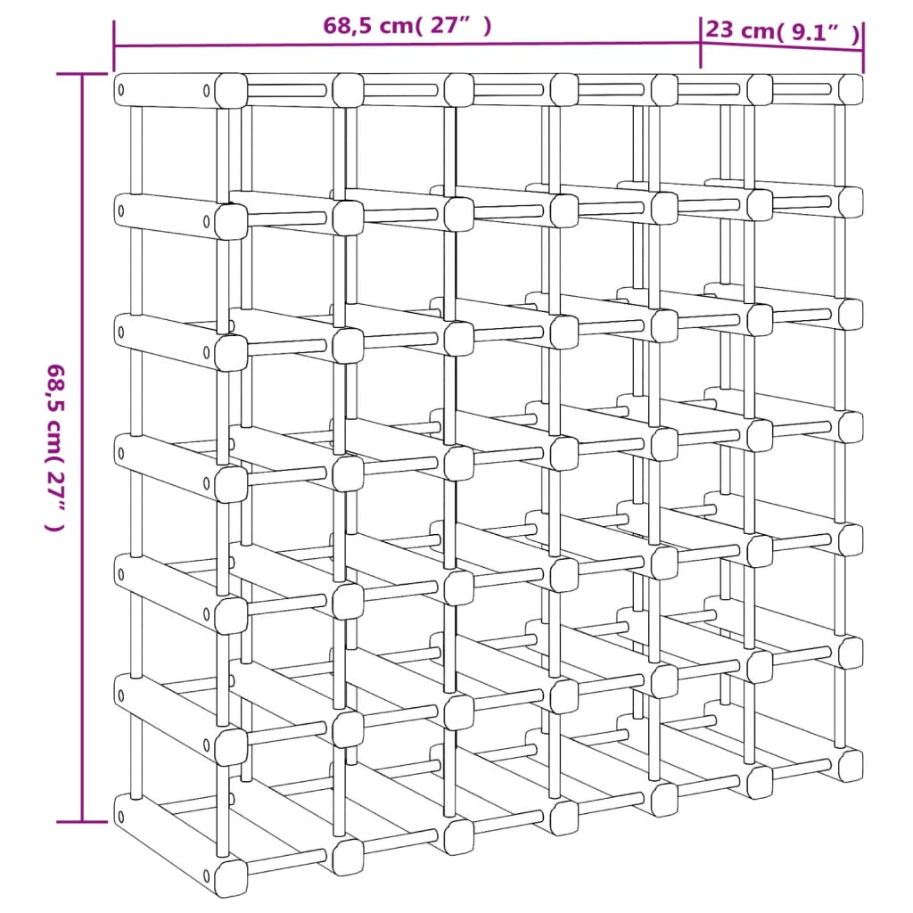 Vinstativ for 42 flasker 68,5x23x68,5 cm heltre furu