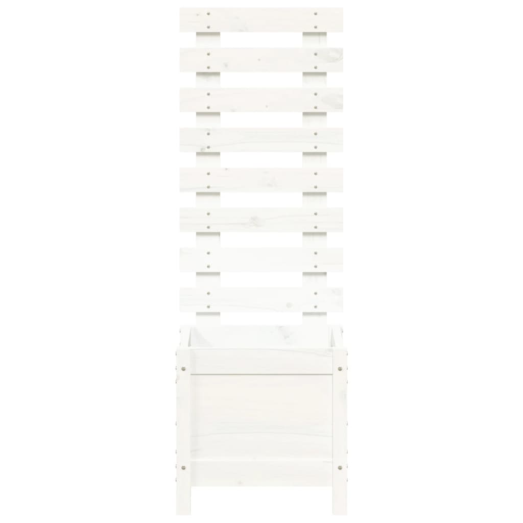 Hageplantekasse med stativ hvit 39x39,5x114 cm heltre furu