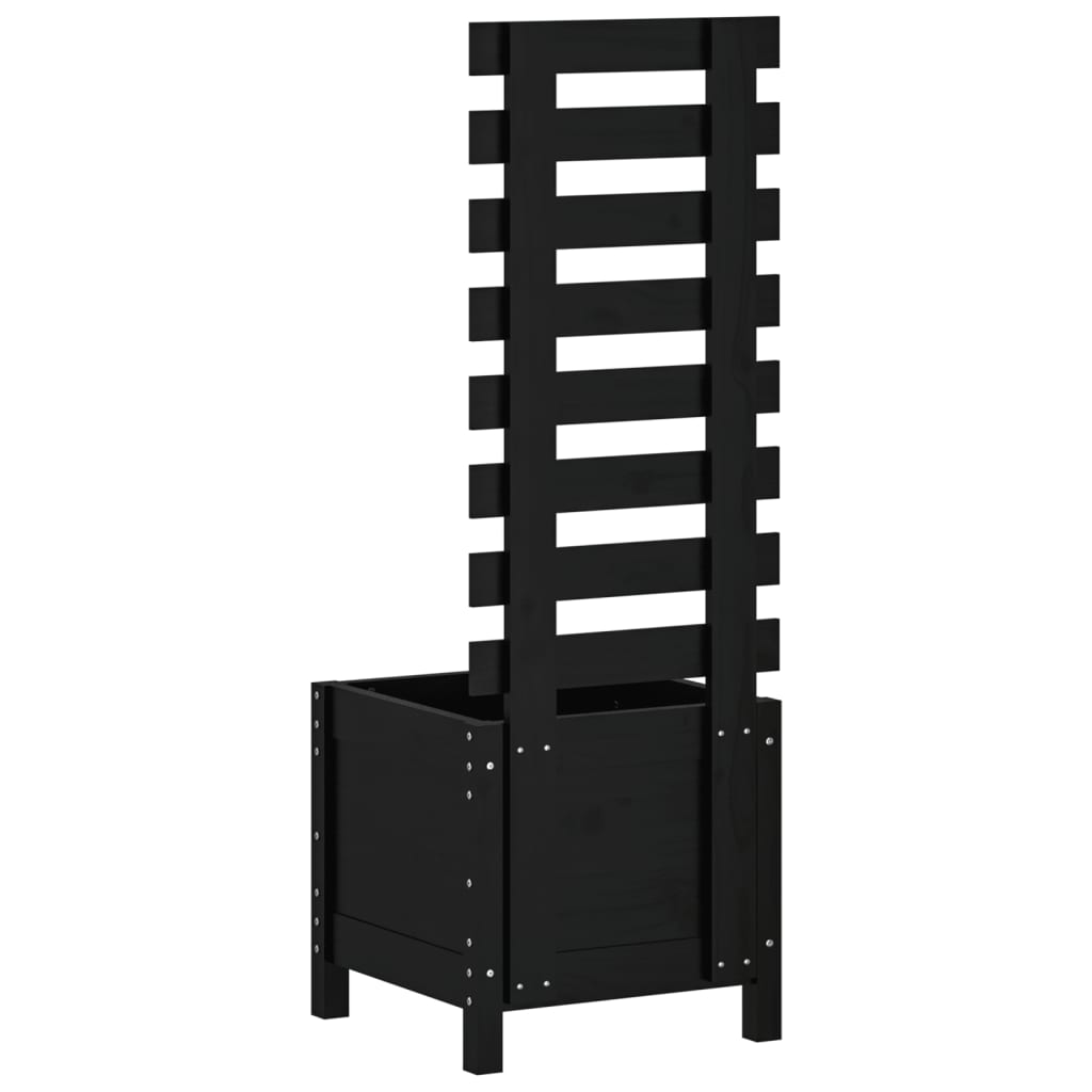 Hageplantekasse med stativ svart 39x39,5x114 cm heltre furu
