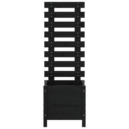 Hageplantekasse med stativ svart 39x39,5x114 cm heltre furu