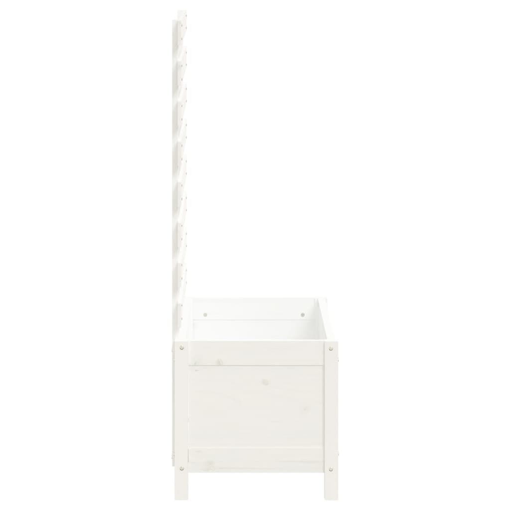 Hageplantekasse med stativ hvit 79x39,5x114 cm heltre furu