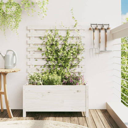 Hageplantekasse med stativ hvit 79x39,5x114 cm heltre furu