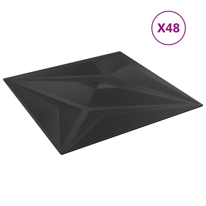 Veggpaneler 48 stk svart 50x50 cm XPS 12 m² stjerne