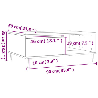 Salongbord sonoma eik 90x60x35 cm konstruert tre