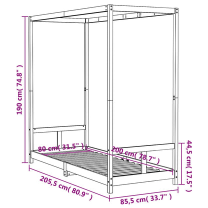 Barnesengeramme hvit 80x200 cm heltre furu
