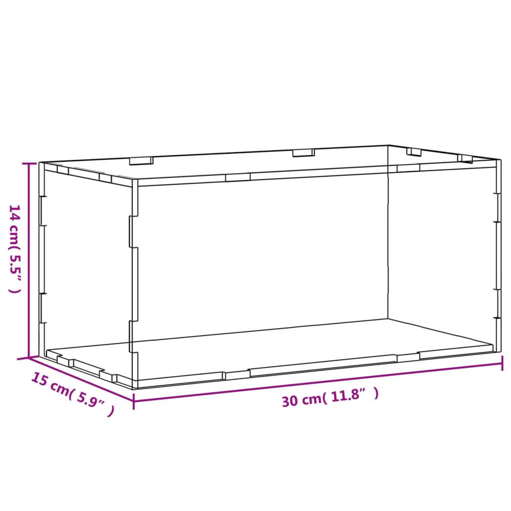 Visningsboks gjennomsiktig 30x15x14 cm akryl