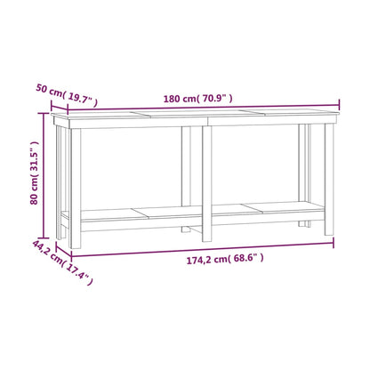 Arbeidsbenk honningbrun 180x50x80 cm heltre furu