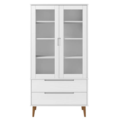 Vitrine MOLDE hvit 90x35x175 cm heltre furu