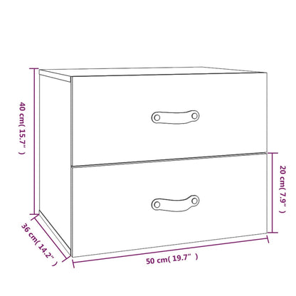 Veggmonterte nattbord 2 stk hvit 50x36x40 cm