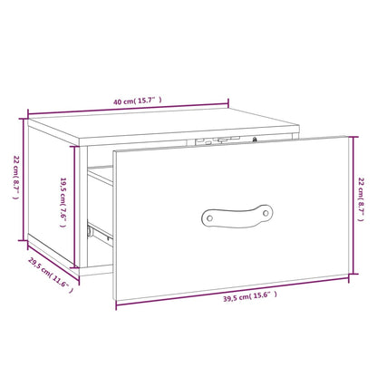 Veggmonterte nattbord 2 stk hvit 40x29,5x22 cm