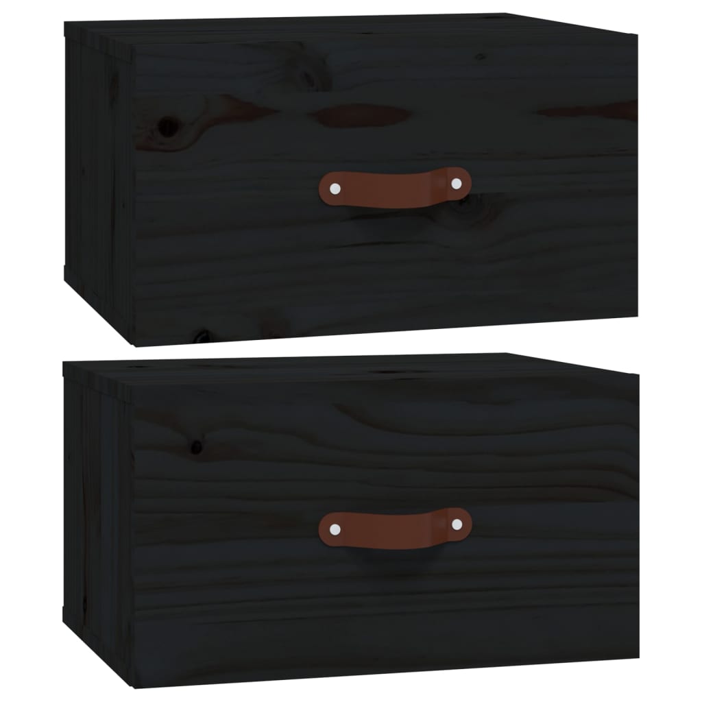 Veggmonterte nattbord 2 stk svart 40x29,5x22 cm